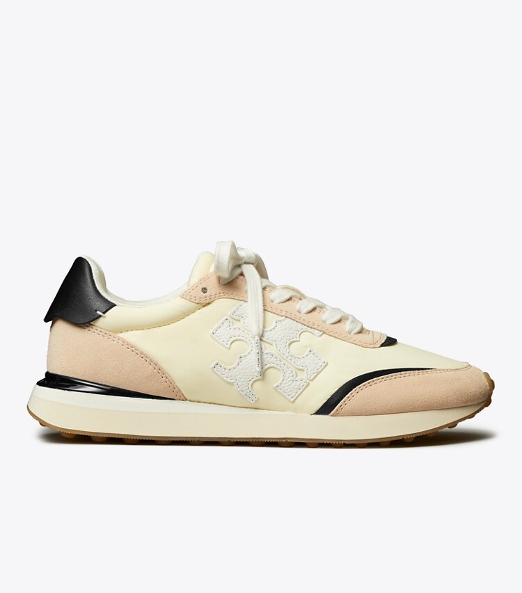 Tory Burch designer sneakers Destiny Trainer in NEW CREAM / WHITE / ROSE PINK side