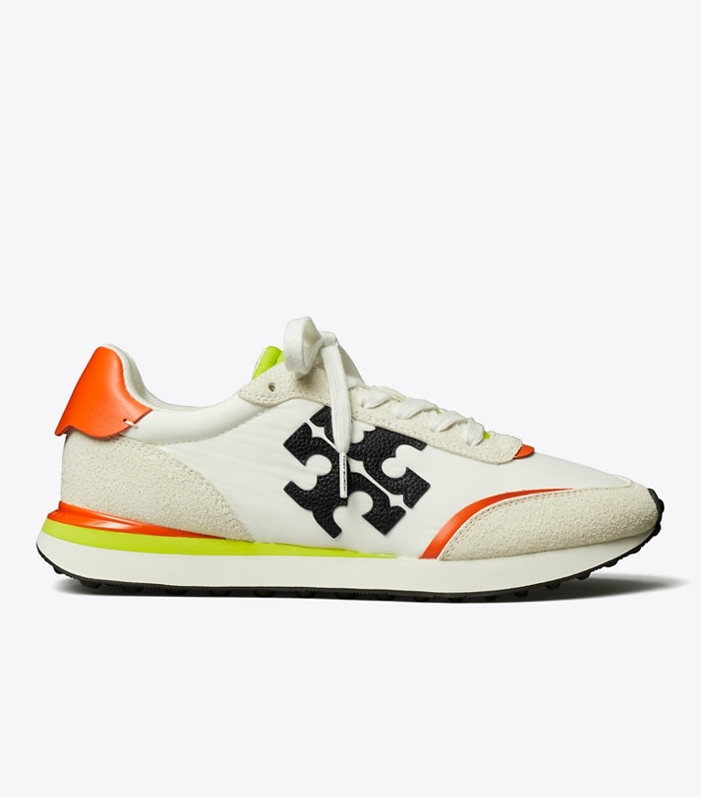 Tory Burch designer スニーカー デスティニー トレーナー in WHITE / PERFECT BLACK / ORANGE angle