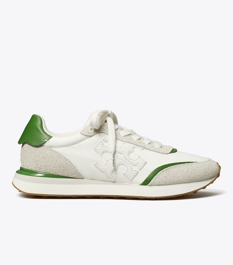 Tory Burch designer スニーカー デスティニー トレーナー in WHITE / WHITE / PALE GREEN side