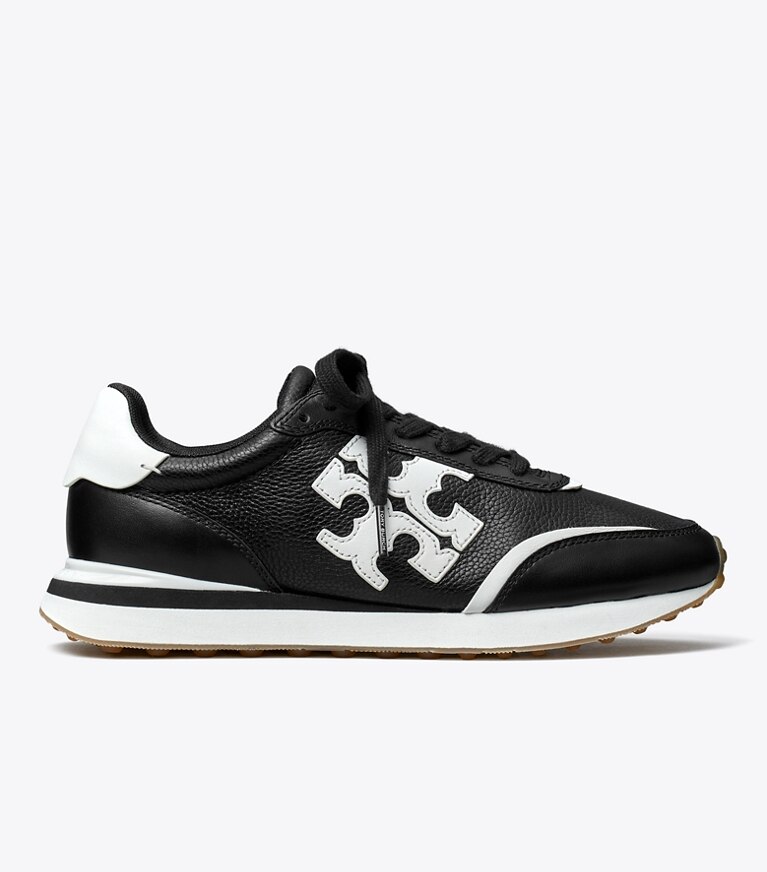 Tory Burch designer sneakers Destiny Trainer in PERFECT BLACK / WHITE angle
