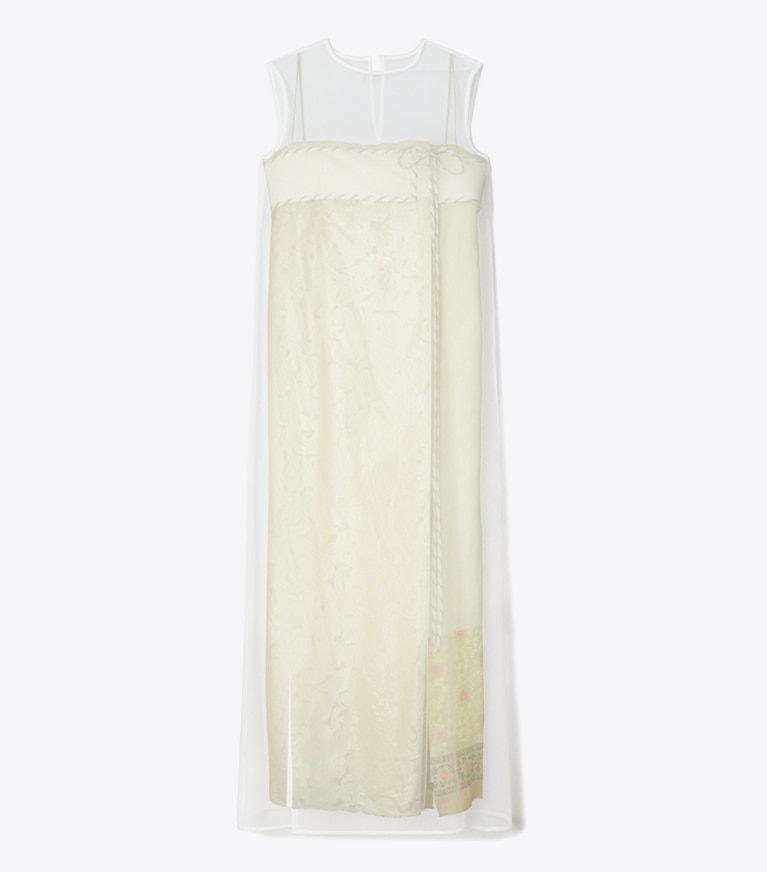 Tory Burch designer kleider Devoré-Kleid mit transparenter Lage in New Ivory front