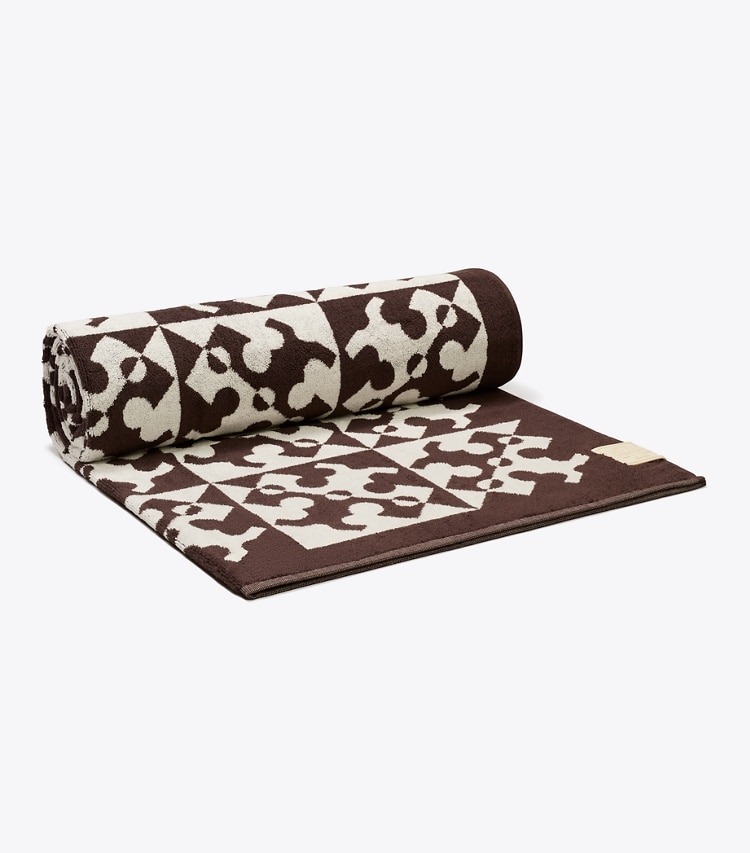 Tory Burch designer beach towels Diagonal T Jacquard Towel in Brown additional