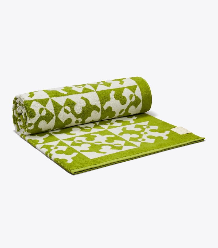 Tory Burch designer beach towels Diagonal T Jacquard Towel in Green additional