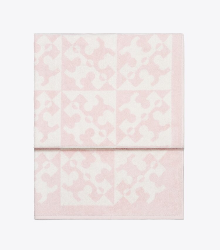 Tory Burch designer beach towels Diagonal T Jacquard Towel in Pink detail