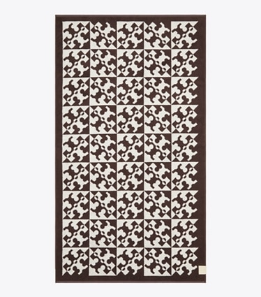 Tory Burch designer beach towels Diagonal T Jacquard Towel in Brown front