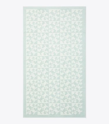 Tory Burch designer beach towels Diagonal T Jacquard Towel in Light Blue front