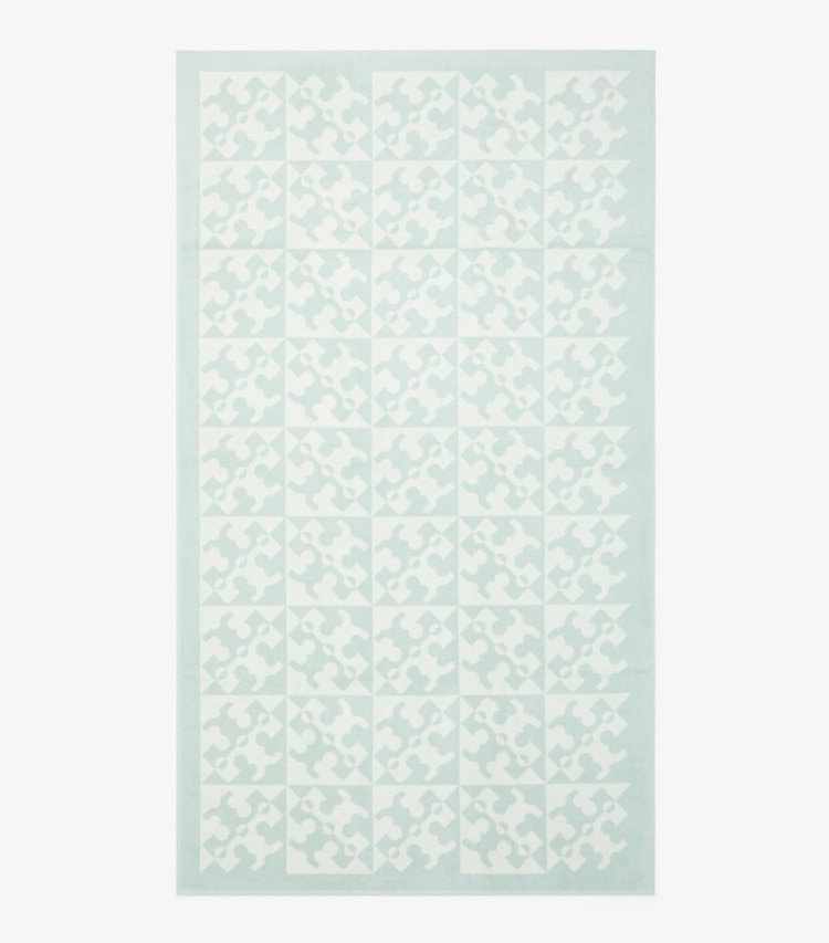 Tory Burch designer beach towels Diagonal T Jacquard Towel in Light Blue front