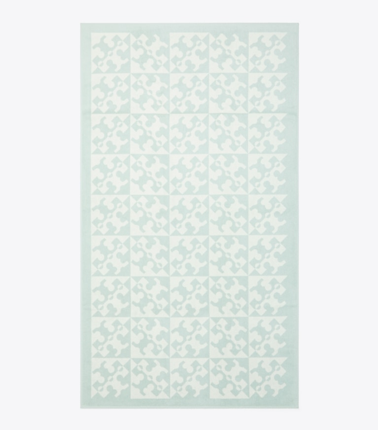Tory Burch designer beach towels Diagonal T Jacquard Towel in Light Blue front