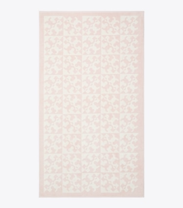 Tory Burch designer beach towels Diagonal T Jacquard Towel in Pink front
