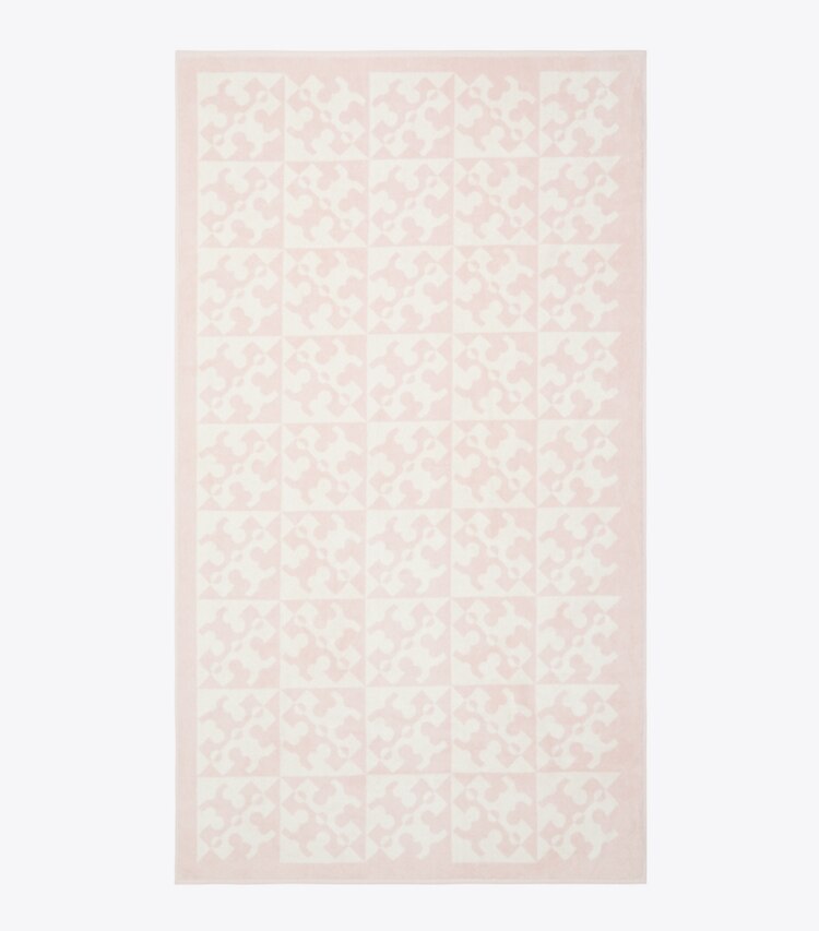 Tory Burch designer beach towels Diagonal T Jacquard Towel in Pink front