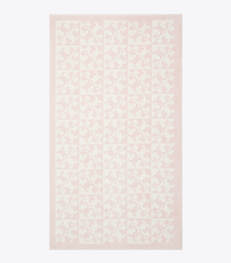 Tory Burch designer beach towels Diagonal T Jacquard Towel in Pink front