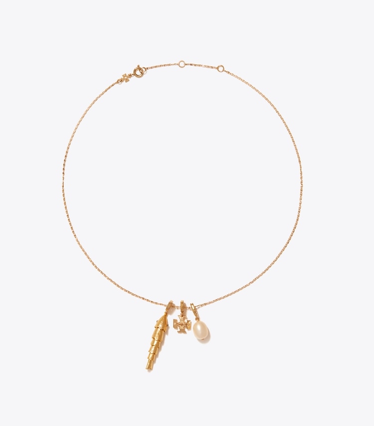 Tory Burch diseñador pasadores para el pelo Dije Curiosity Fish en Rolled Light Brass vista superior