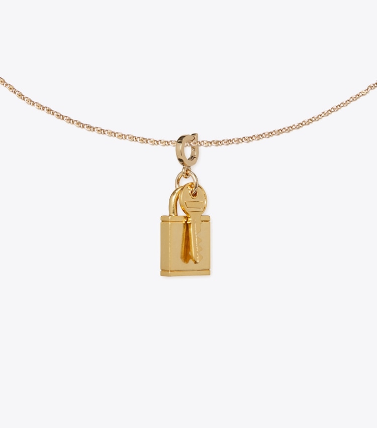 Tory Burch diseñador pasadores para el pelo Dije Curiosity Lock And Key en Light Brass detalle