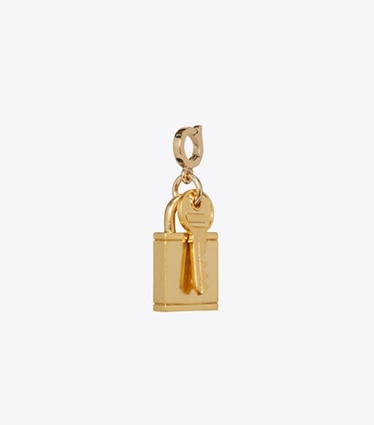 Tory Burch diseñador pasadores para el pelo Dije Curiosity Lock And Key en Light Brass frente