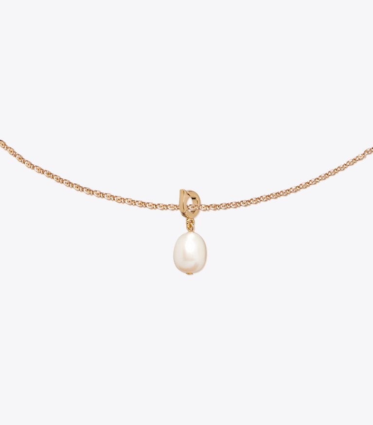 Tory Burch diseñador pasadores para el pelo Dije Curiosity Pearl en Tory Gold / Cream detalle