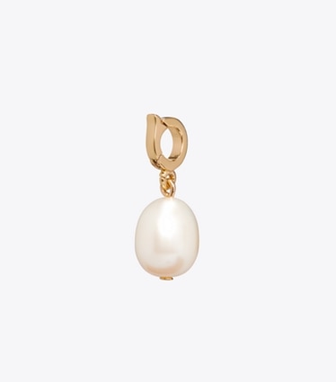 Tory Burch diseñador pasadores para el pelo Dije Curiosity Pearl en Tory Gold / Cream frente