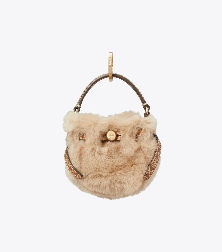 Tory Burch diseñador dijes para bolso y llaveros Dije de bolso bucket Romy de borreguillo en Teddy frente