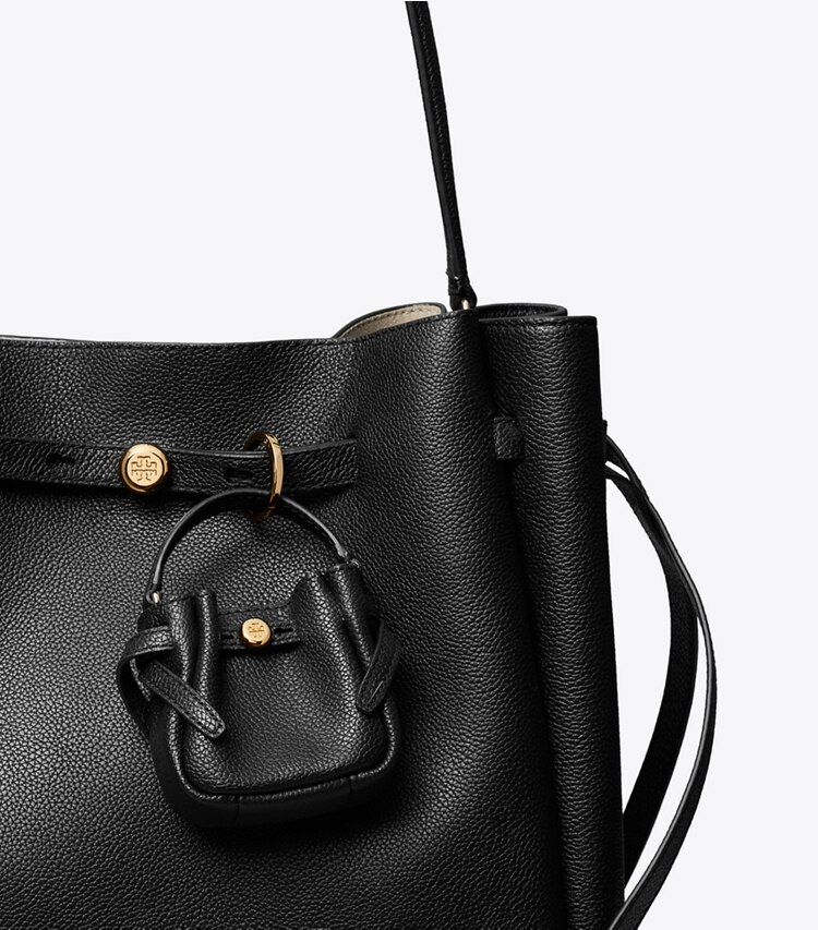 Tory Burch diseñador dijes para bolso y llaveros Dije para bolso bucket Romy en Black detalle