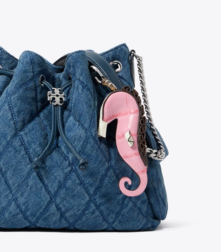 Tory Burch diseñador dijes para bolso y llaveros Dije para bolso con caballito de mar en Rose Sunset detalle