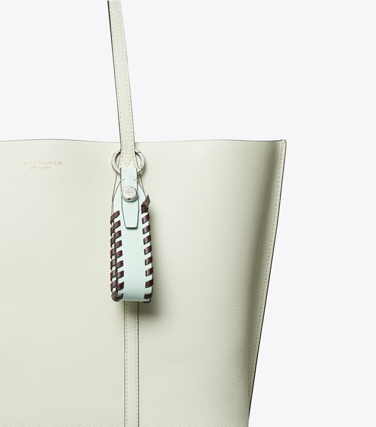 Tory Burch diseñador dijes para bolso y llaveros Dije para bolso de piel tejida en Light Green detalle