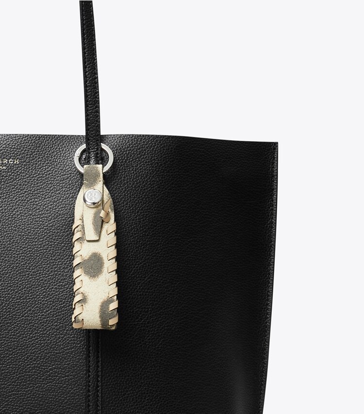 Tory Burch diseñador dijes para bolso y llaveros Dije para bolso de piel tejida en Cheetah Spots detalle