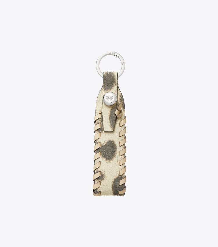 Tory Burch diseñador dijes para bolso y llaveros Dije para bolso de piel tejida en Cheetah Spots frontal