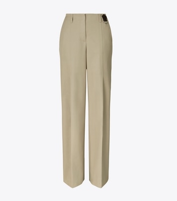 Tory Burch designer bottoms Distressed Cotton Pant in Taupe Gray front