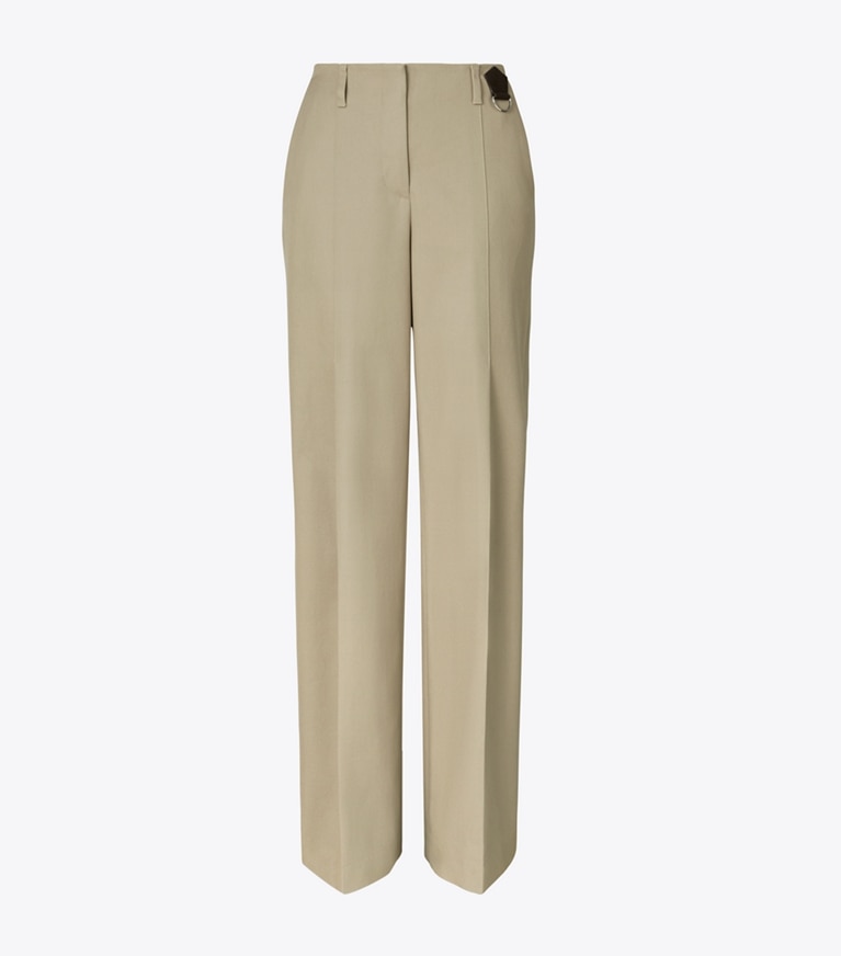 Tory Burch designer bottoms Distressed Cotton Pant in Taupe Gray front