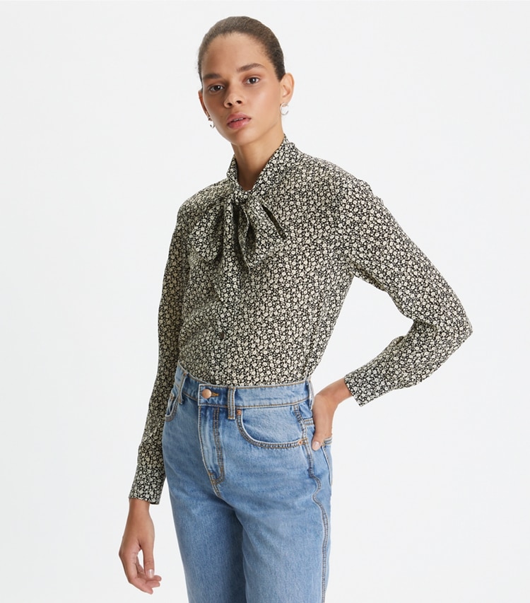 Ditsy Floral Bow Blouse: Women's Designer Tops | Tory Burch