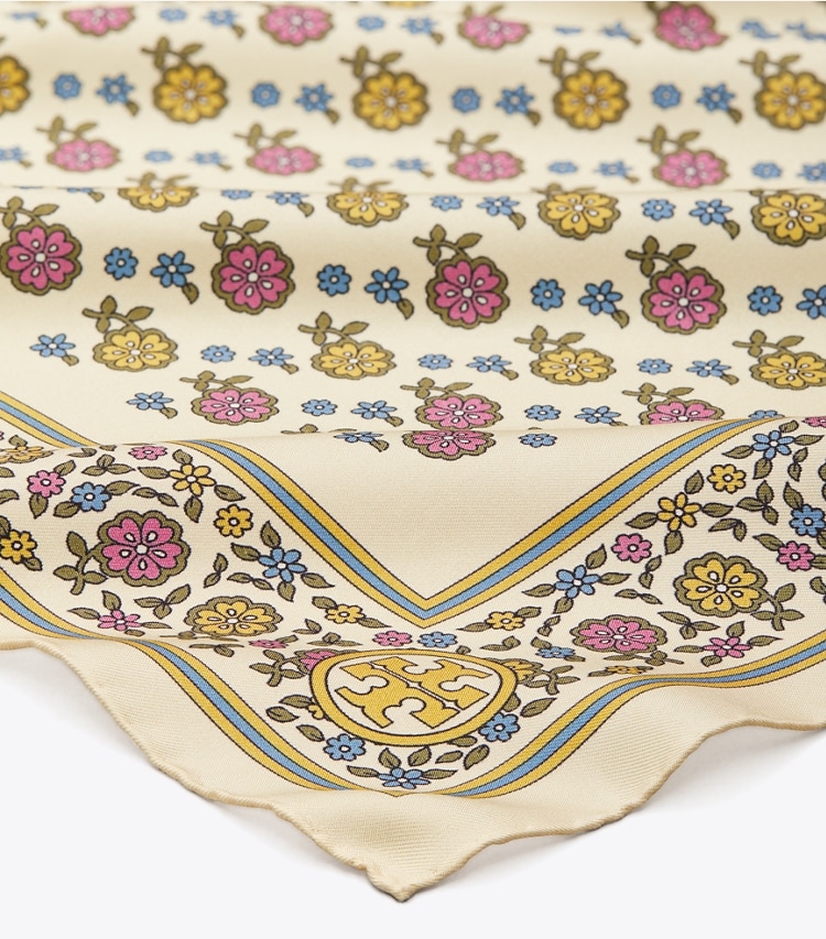 Tory Burch designer scarves Ditsy Floral Silk Neckerchief  in CREAM detail