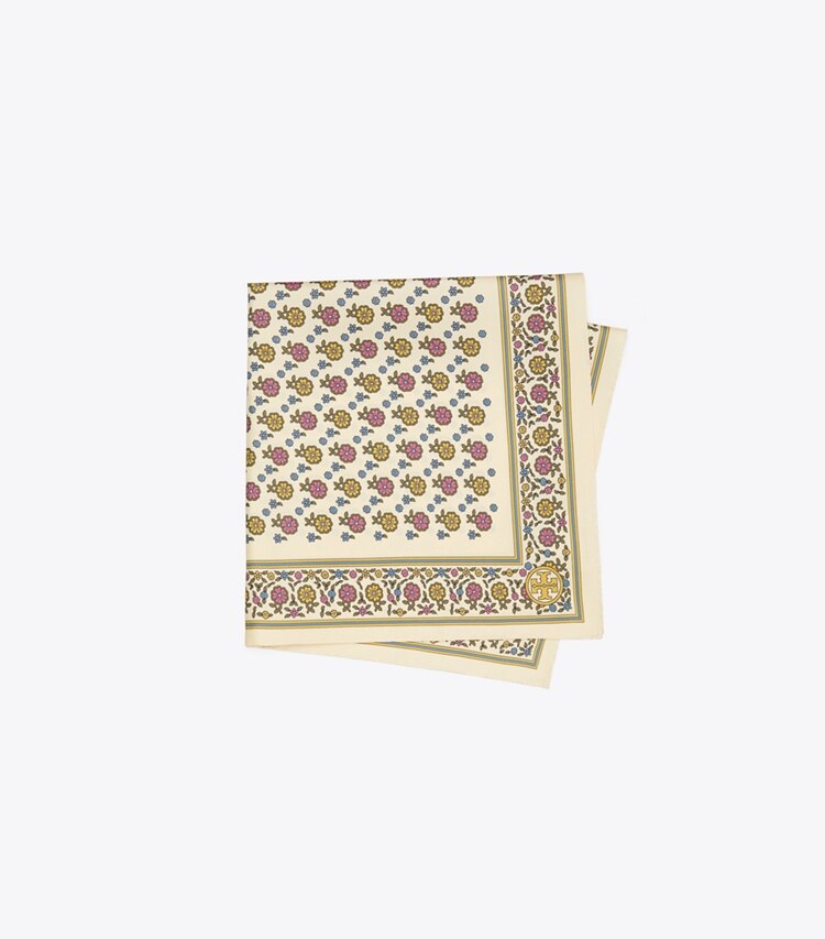 Tory Burch designer scarves Ditsy Floral Silk Neckerchief  in CREAM folded