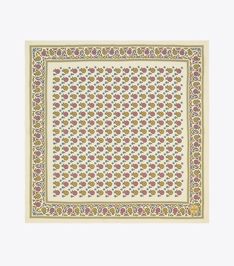 Tory Burch designer scarves Ditsy Floral Silk Neckerchief  in CREAM overhead