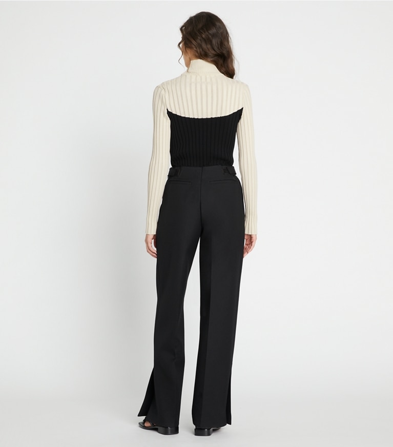Tory Sport designer maglioni Dolcevita color-block in Sesame / Black front