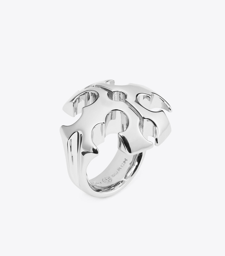 Outlet Tory Burch two toned logo ring