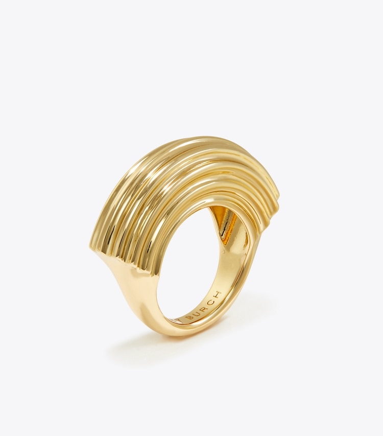 Tory Burch designer rings Donut Ring in Light Brass angle