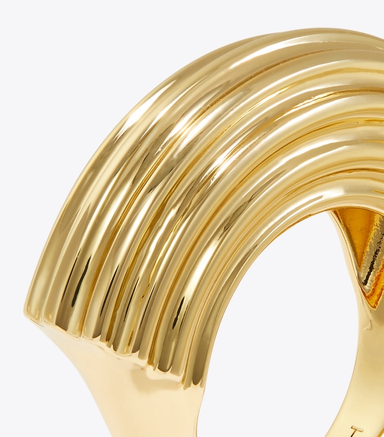 Tory Burch designer rings Donut Ring in Light Brass angle