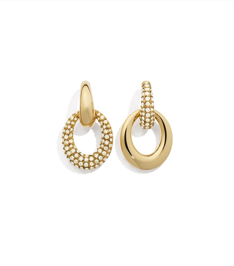 Tory Burch designer ohrringe Doorknocker Ohrringe mit Pavé und Piercingdetail in Light Brass / Crystal additional