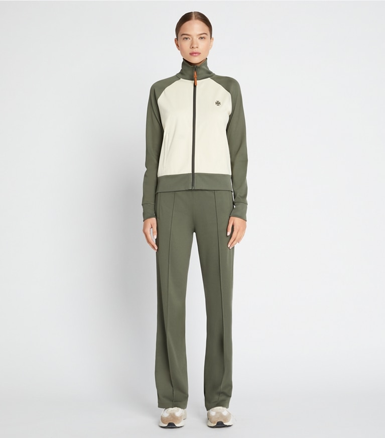 Tory Sport designer unterteile Doppelt gestrickte Trainingshose in Light Olive front