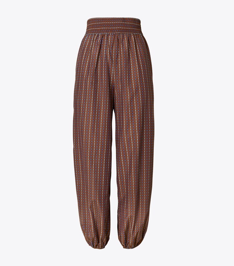 Tory Burch designer bottoms Dotted Windowpane Ankle Pant in Brown front