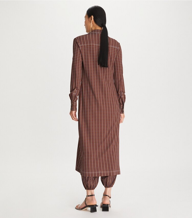 Tory Burch designer bottoms Dotted Windowpane Ankle Pant in Brown on model back