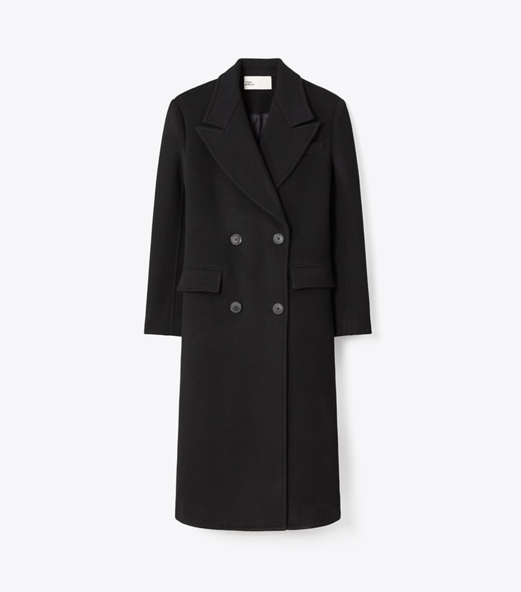 Tory Burch designer coats Double Breasted Wool Coat in BLACK front