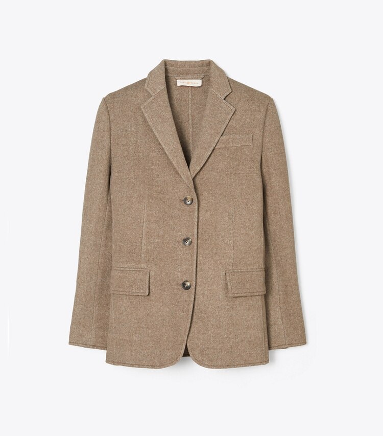 Tory Burch designer jackets Double-Faced Wool Blazer in Ashed Mocha front