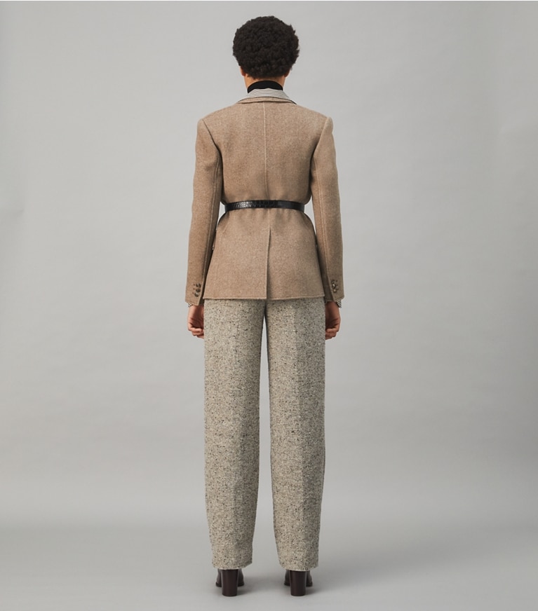 Tory Burch designer jackets Double-Faced Wool Blazer in Ashed Mocha front