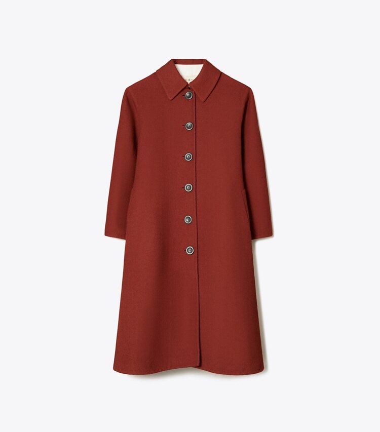 Tory Burch designer coats Double-Faced Wool Coat in Purple / Burgundy front