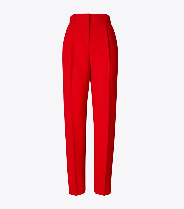 Tory Burch designer bottoms Double-Faced Wool Pant in Radiant Red front