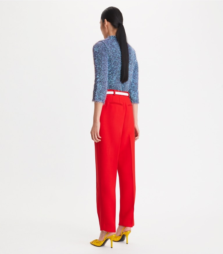 Tory Burch designer bottoms Double-Faced Wool Pant in Radiant Red front