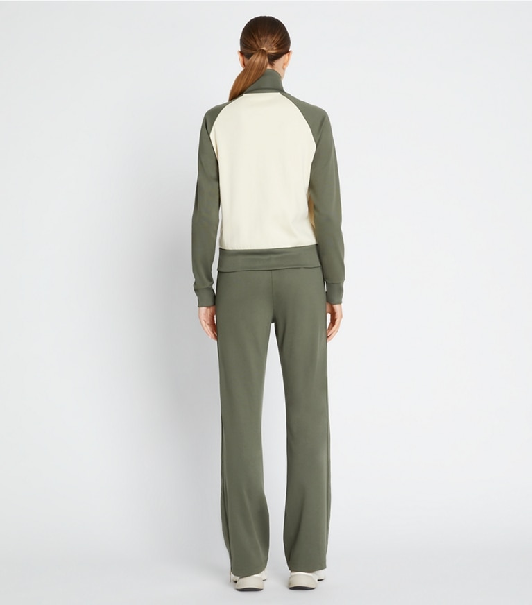 Tory Sport designer bottoms Double Knit Track Pant in Light Olive front