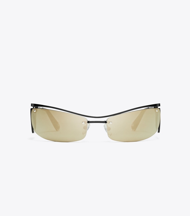 Tory Burch designer sunglasses & eyewear Double-Lens Runway Sunglasses in MIRRORED BROWN/MIRRORED GREEN front