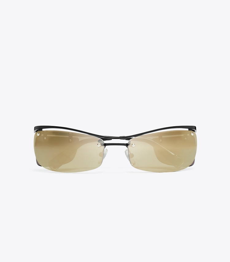 Tory Burch designer sunglasses & eyewear Double-Lens Runway Sunglasses in MIRRORED BROWN/MIRRORED GREEN overhead
