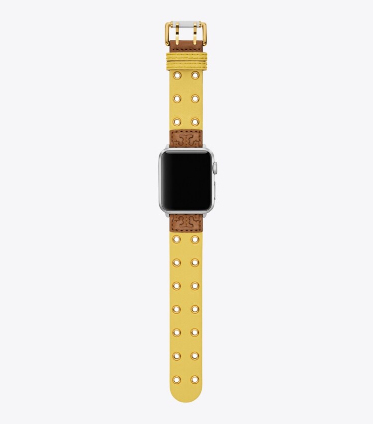 Tory Burch designer watches tory track smart watches Double Rivets Band for Apple Watch®, Yellow Leather in YELLOW 1 front main